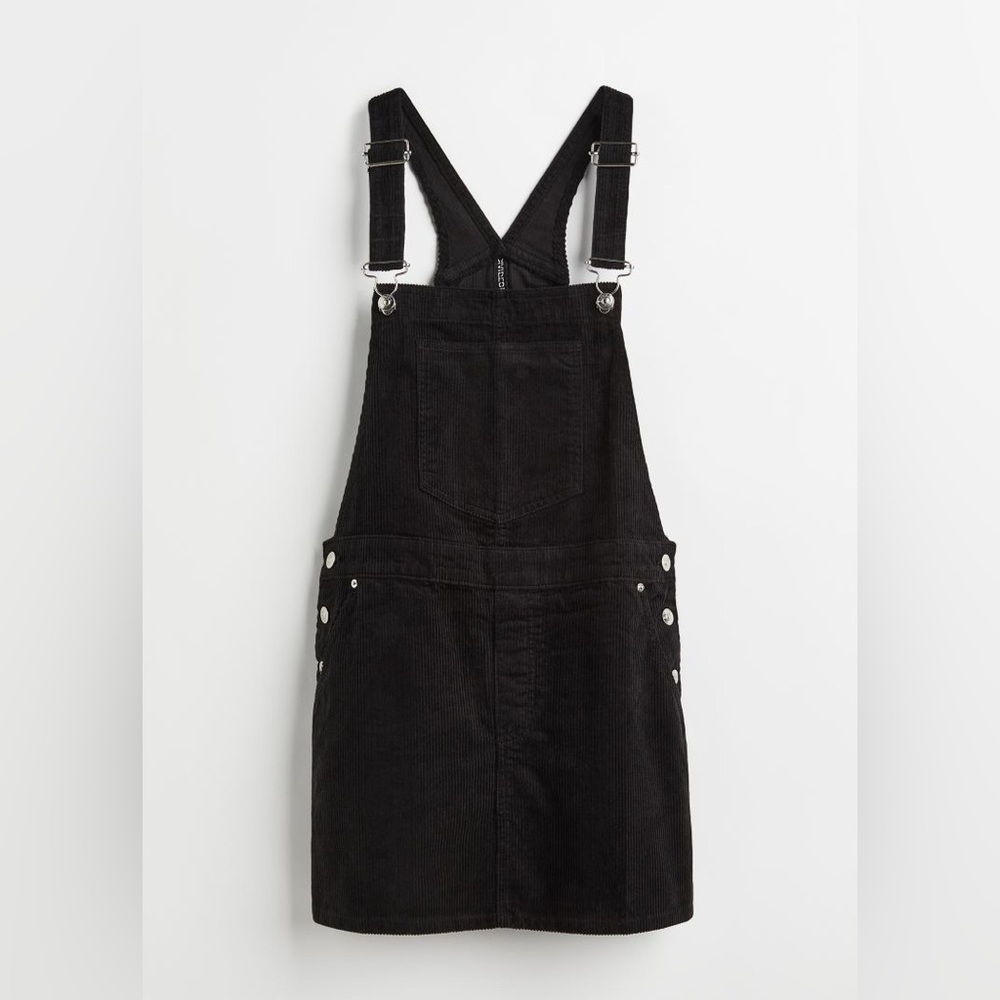 H&M Black Corduroy Overall Dress